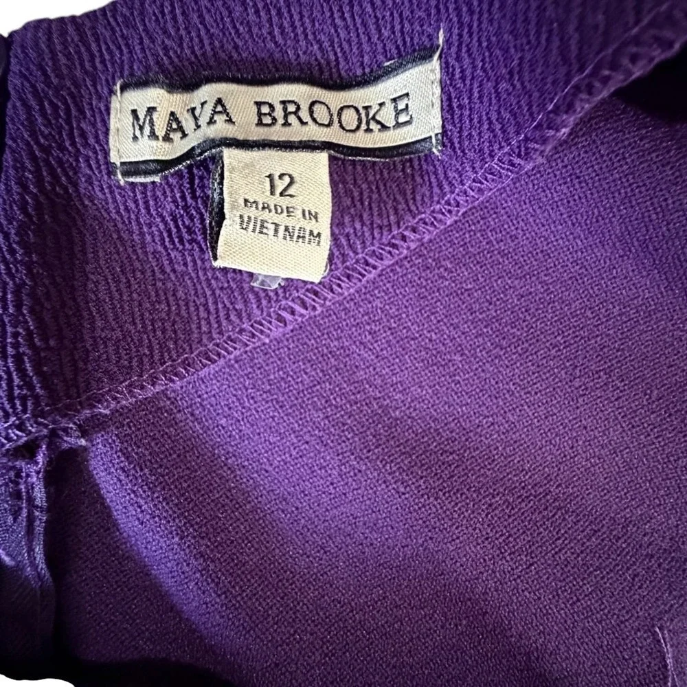 Maya Brooke Purple Sheath Dress SZ 12 Sleeveless Career Cocktail Wedding Guest